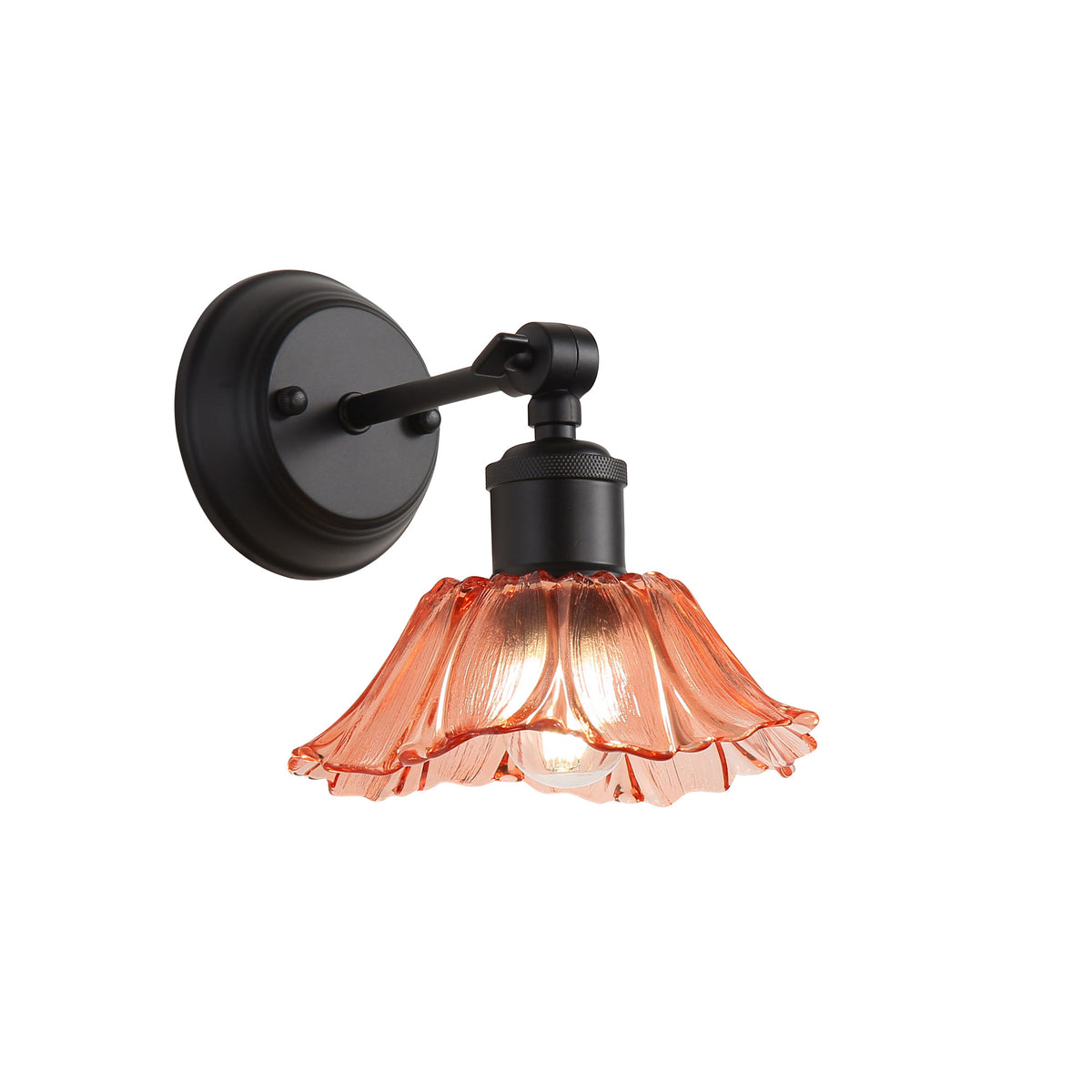 Vintage Glass Wall Light - Fleur Pink/black
