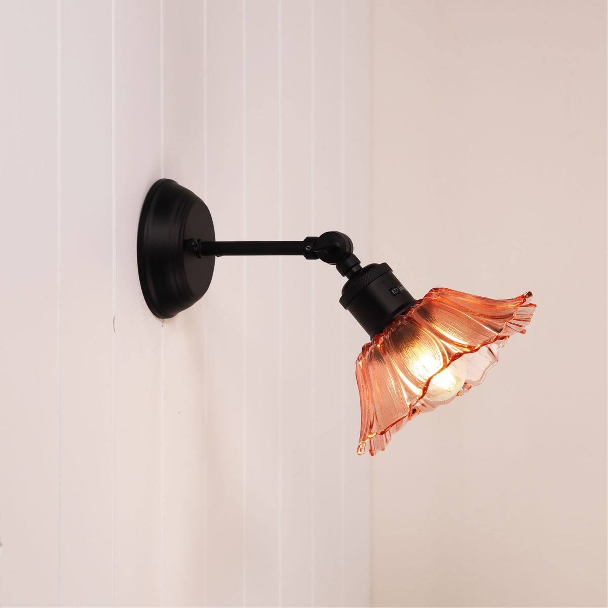 Vintage Glass Wall Light - Fleur Pink/black