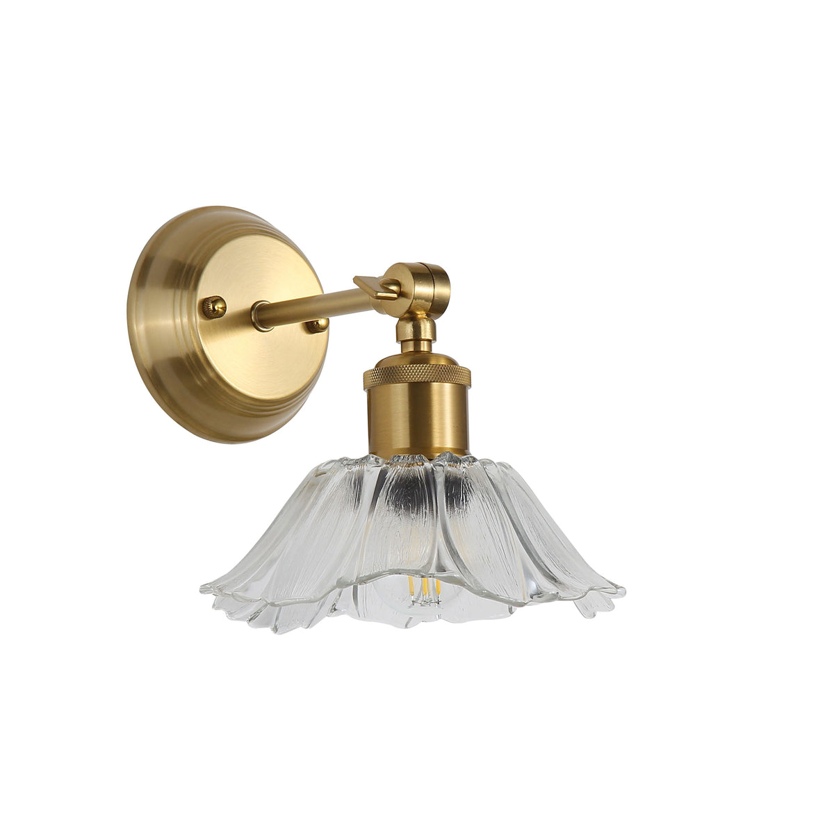 Vintage Glass Wall Light - Fleur Clear/satin Brass