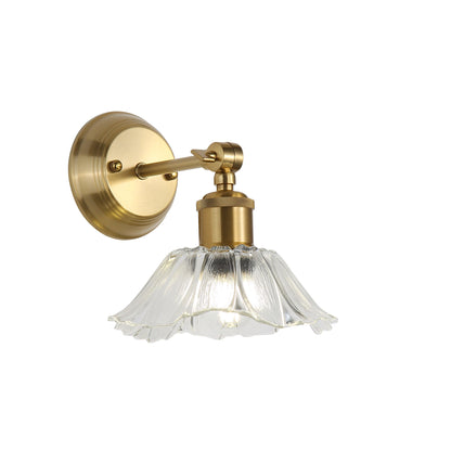 Vintage Glass Wall Light - Fleur Clear/satin Brass