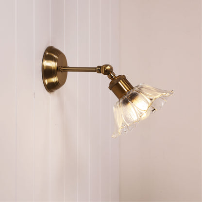 Vintage Glass Wall Light - Fleur Clear/satin Brass