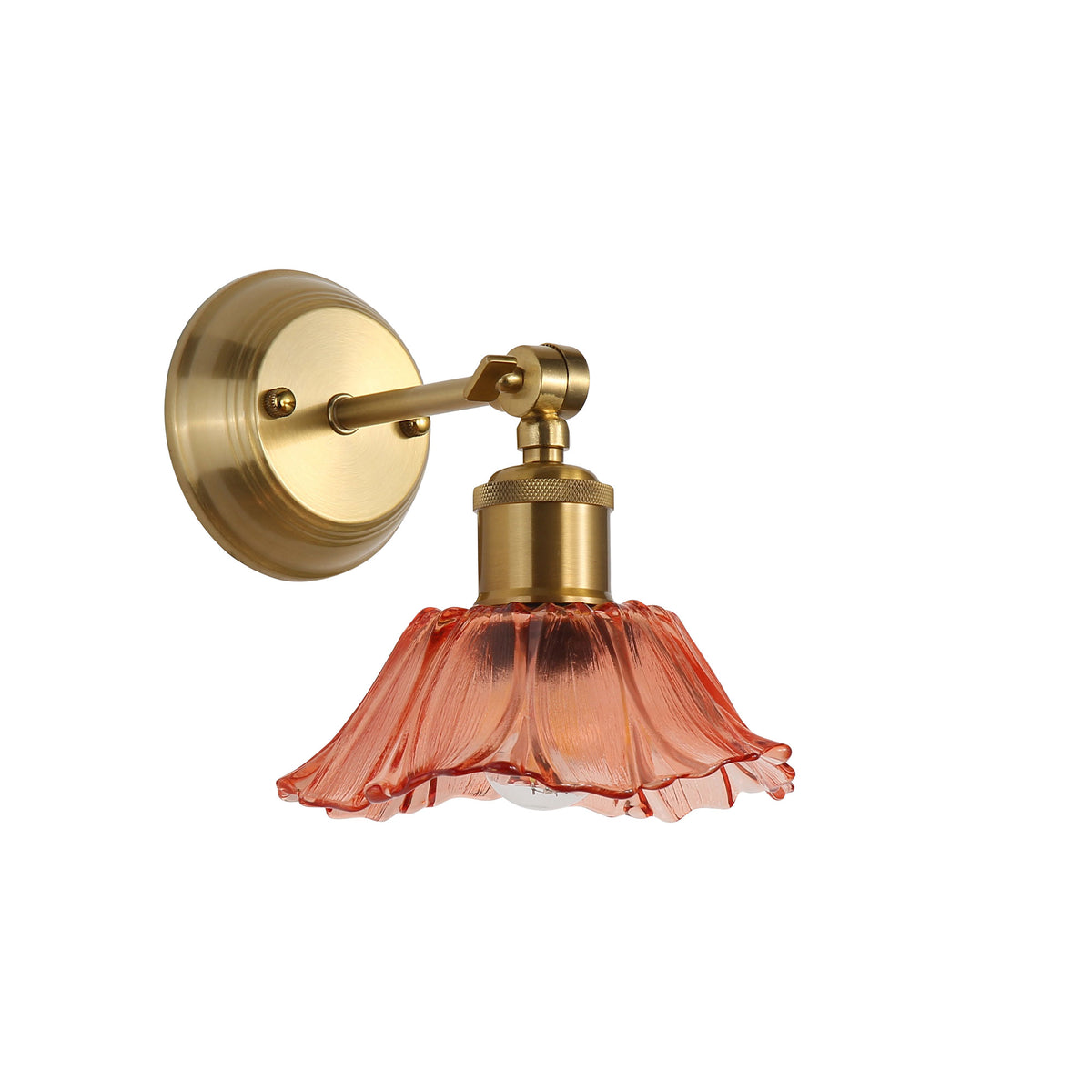 Vintage Glass Wall Light - Fleur Pink/satin Brass