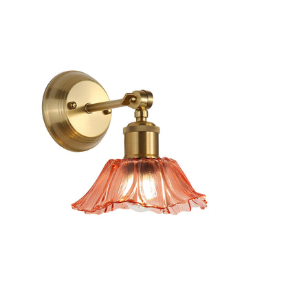 Vintage Glass Wall Light - Fleur Pink/satin Brass