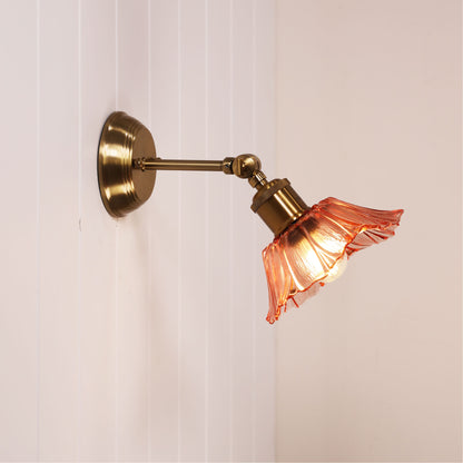 Vintage Glass Wall Light - Fleur Pink/satin Brass