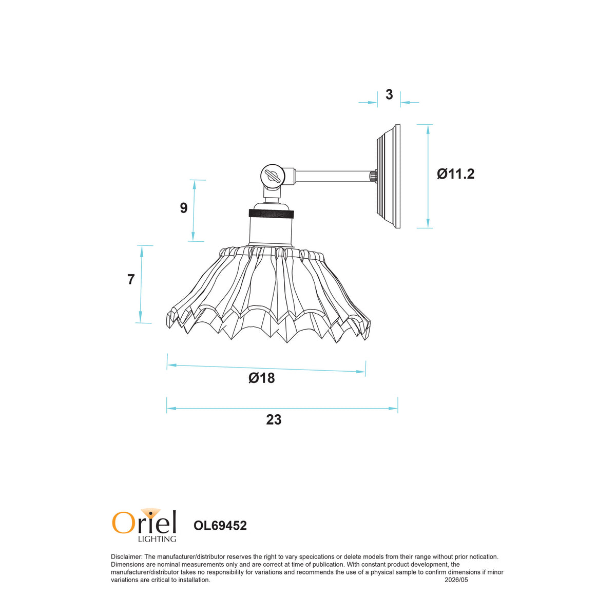 Vintage Glass Wall Light - Fleur Clear/black