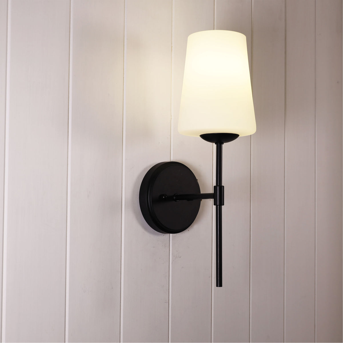 Opal Glass Wall Light - Kinbury Black