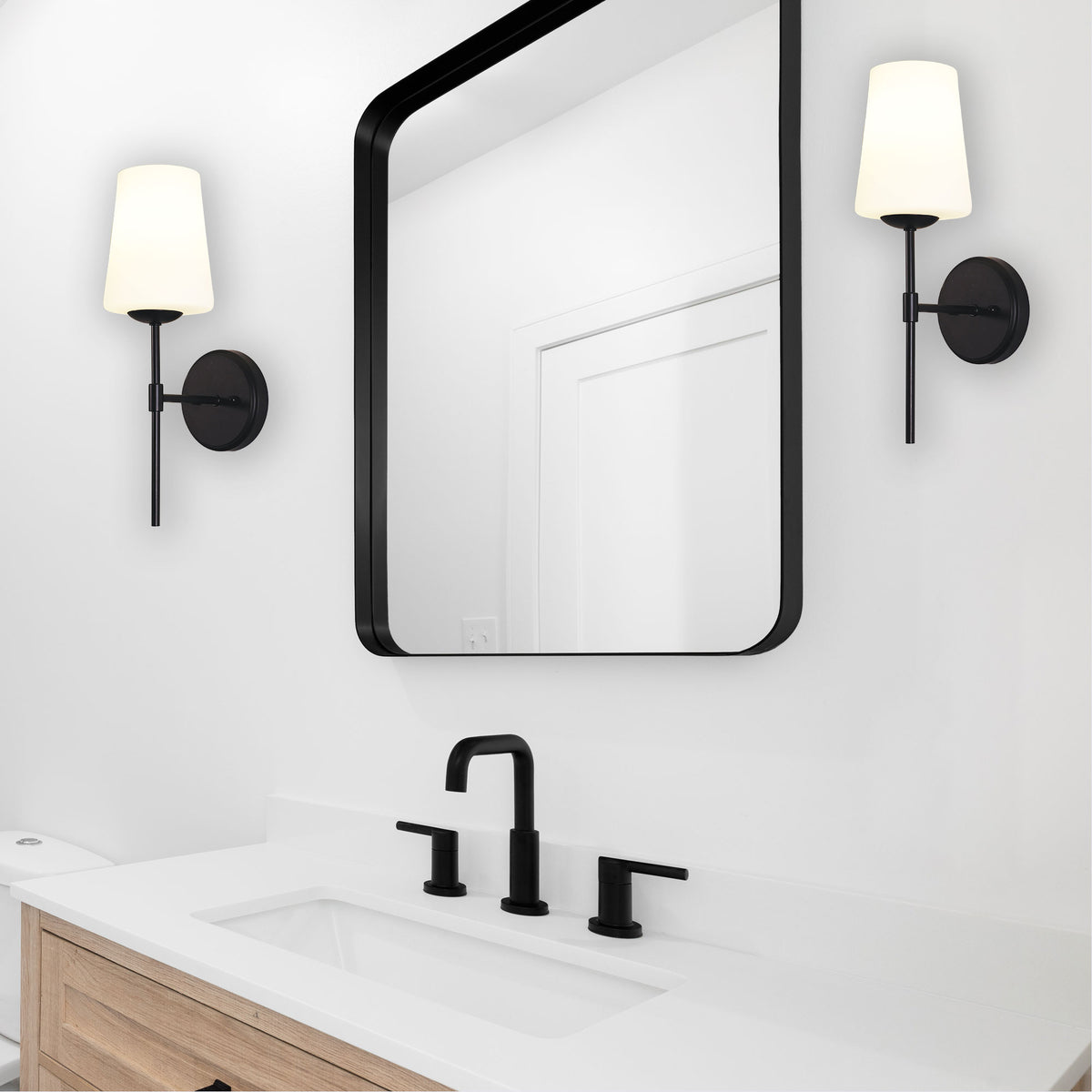 Opal Glass Wall Light - Kinbury Black