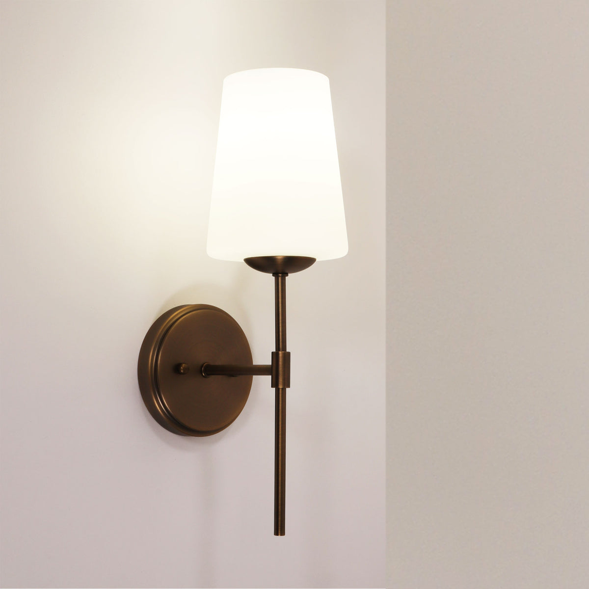 Opal Glass Wall Light - Kinbury Bronze