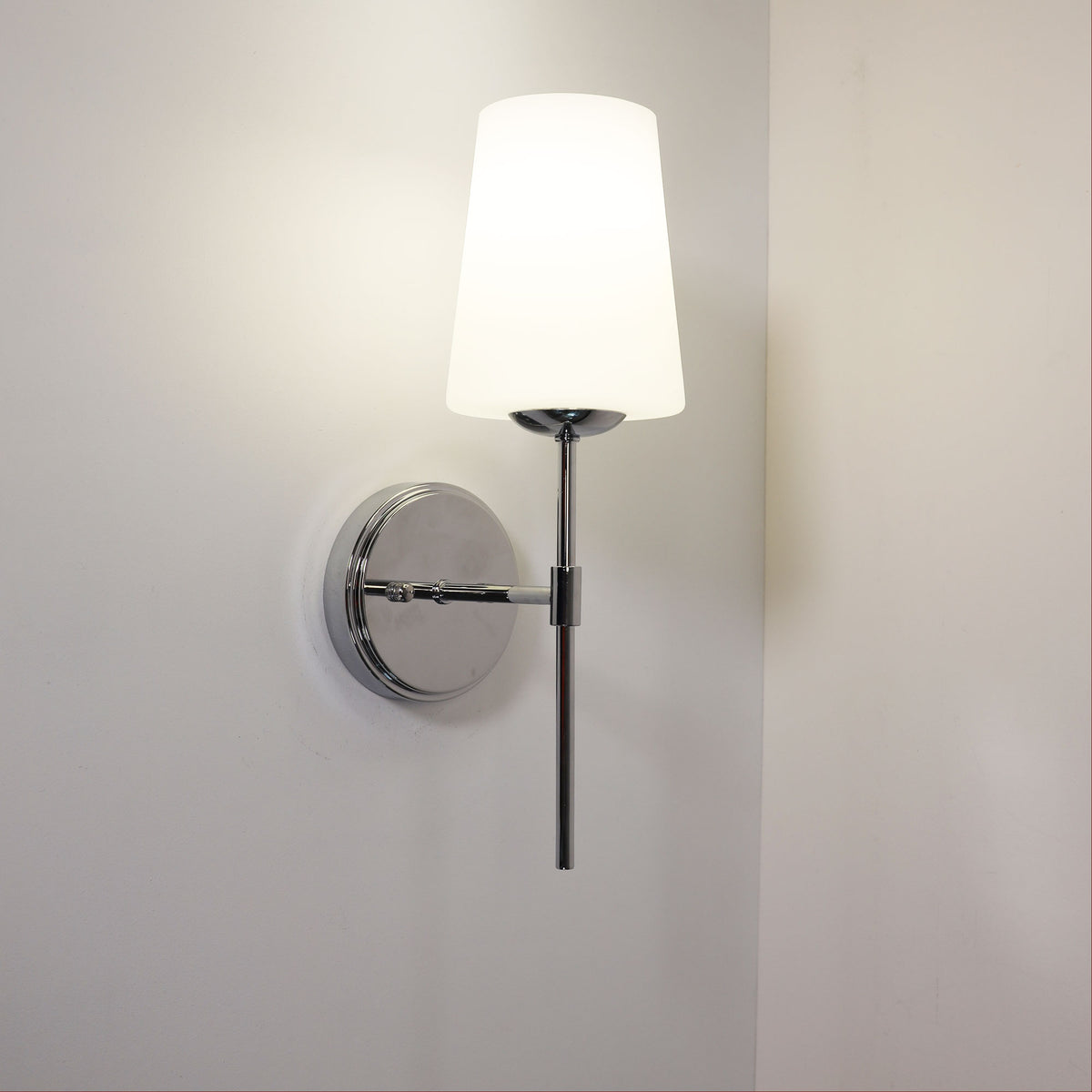 Opal Glass Wall Light - Kinbury Chrome