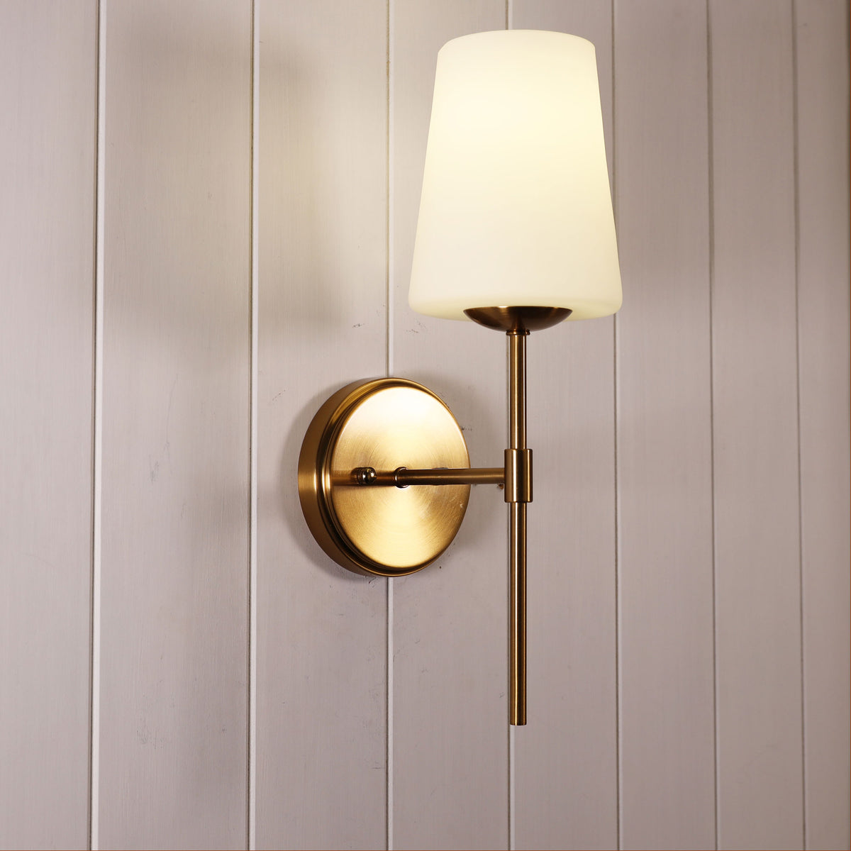 Opal Glass Wall Light - Kinbury Satin Brass