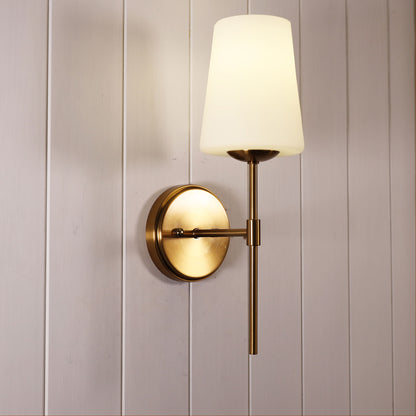 Opal Glass Wall Light - Kinbury Satin Brass