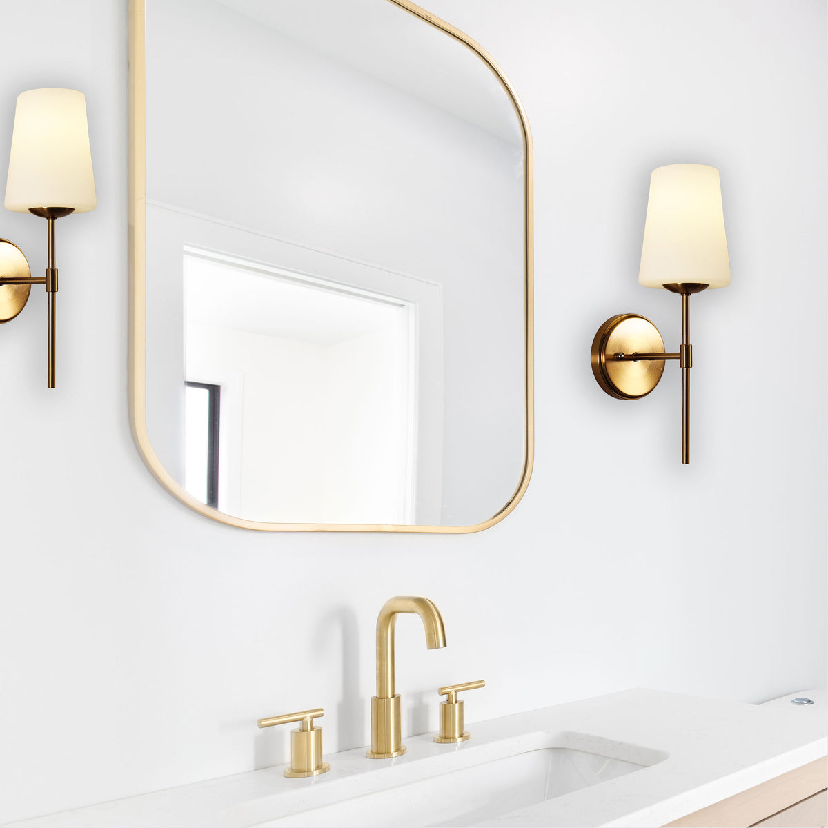 Opal Glass Wall Light - Kinbury Satin Brass