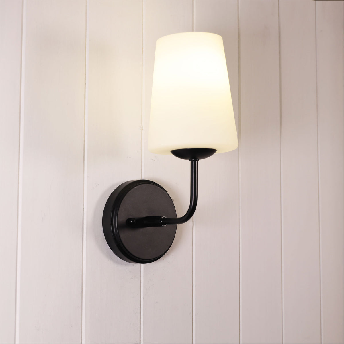 Glass Wall Light - Hopley Black
