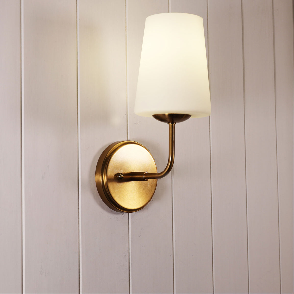 Glass Wall Light - Hopley Satin Brass