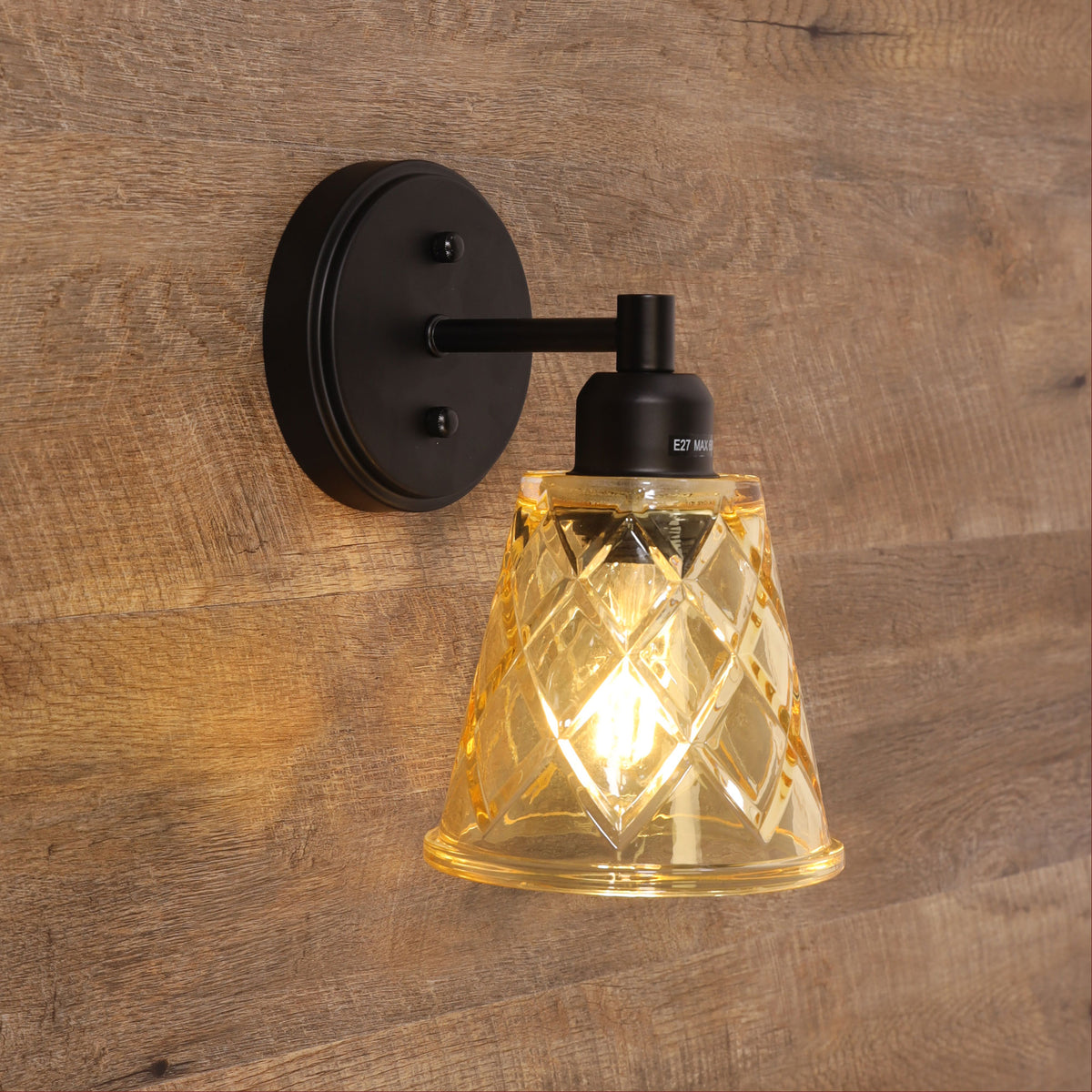 Vintage Cut Glass Wall Light - Dram Wall Light Amber