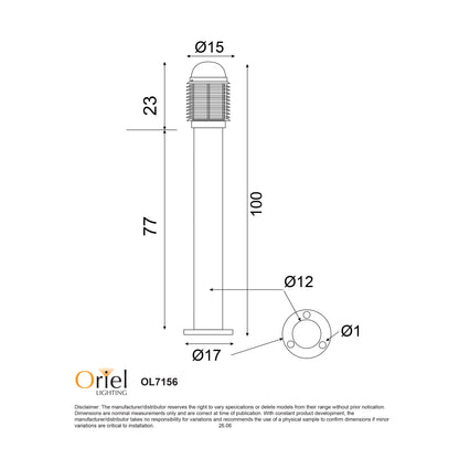 240V Surface Mounted Outdoor Bollard 1M - Velika Bollard