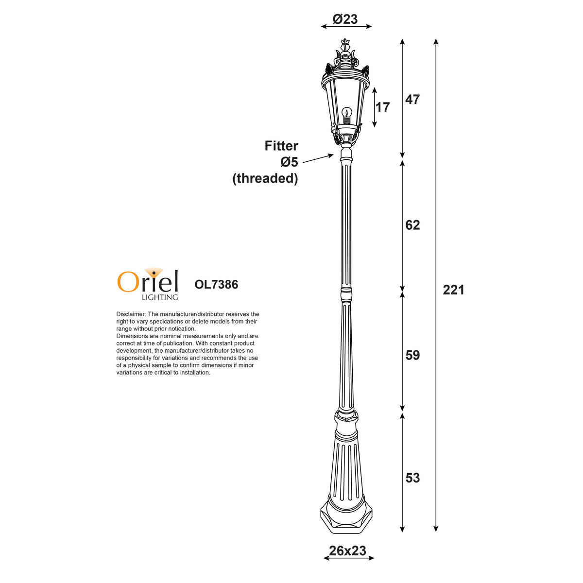 Traditional Outdoor Post Light - Albion Post