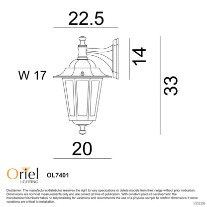 Traditional Outdoor Wall Light - Ascot Down Black