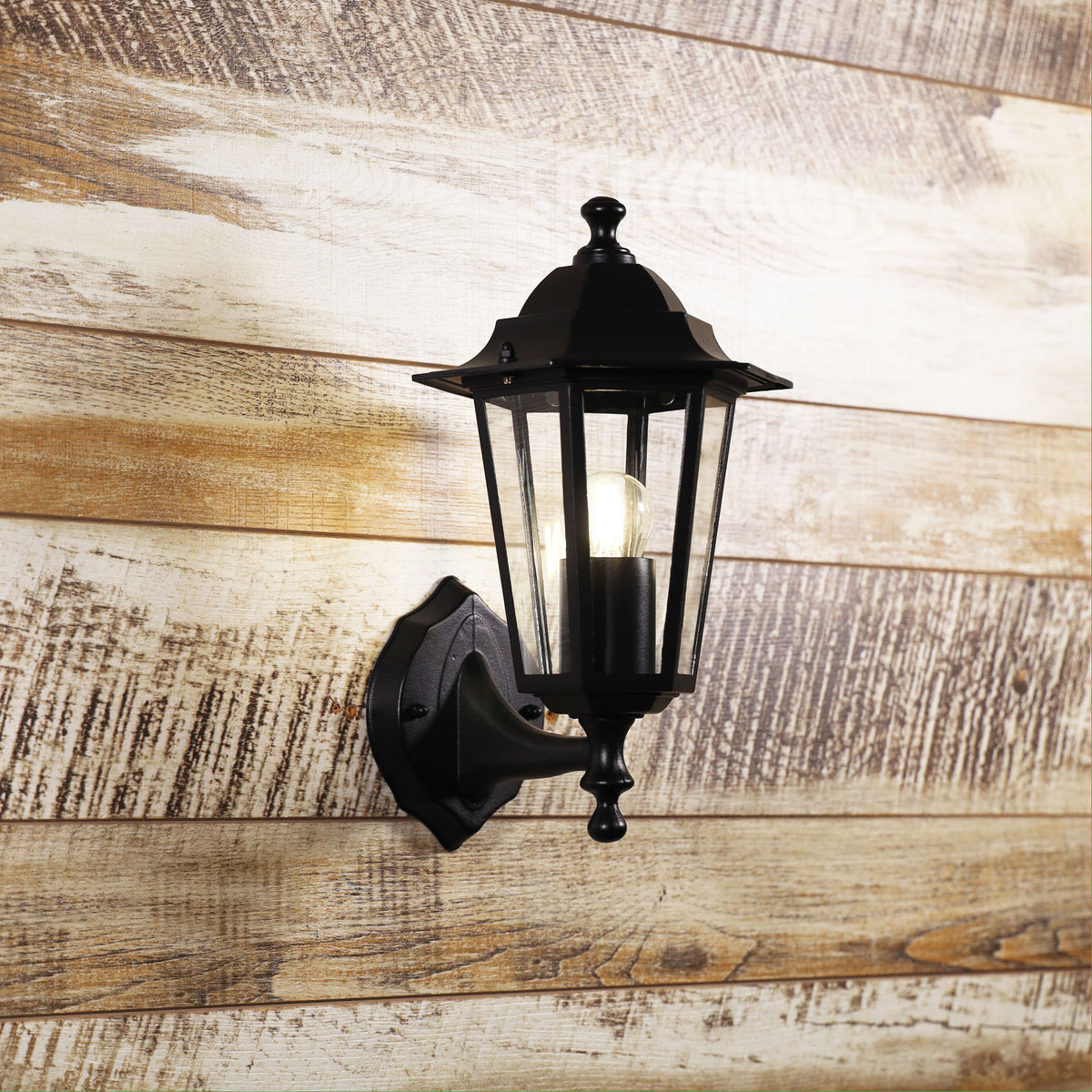Traditional Outdoor Wall Light - Ascot Up Black