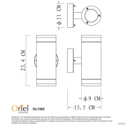 240V Outdoor Wall Light - Tove Up and Down
