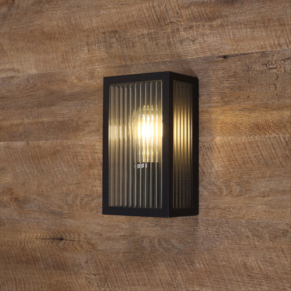Clear Ribbed Glass Decorative Outdoor Wall Light - Chicago 1 Light