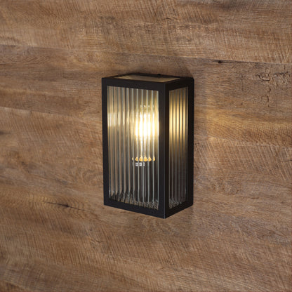 Clear Ribbed Glass Decorative Outdoor Wall Light - Chicago 1 Light