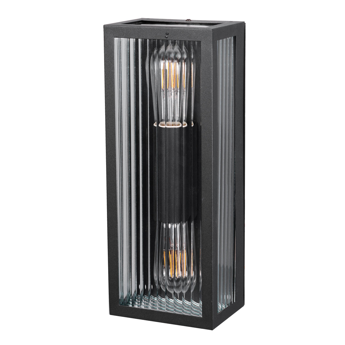 Clear Ribbed Glass Decorative Outdoor Wall Light - Chicago Twin