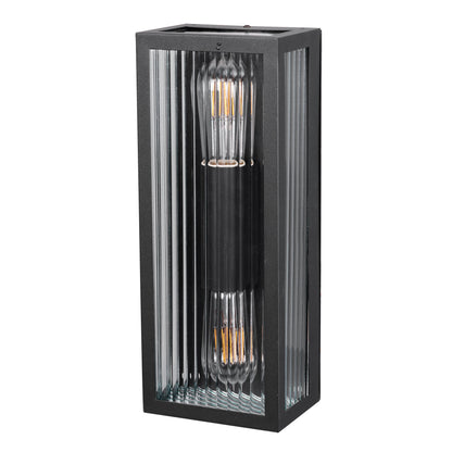 Clear Ribbed Glass Decorative Outdoor Wall Light - Chicago Twin