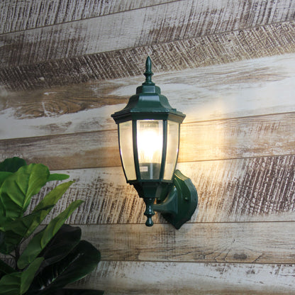 Traditional Outdoor Wall Light - Highgate Up Green