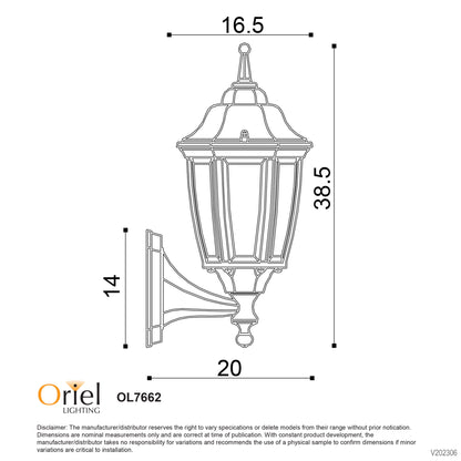 Traditional Outdoor Wall Light - Highgate Up Green