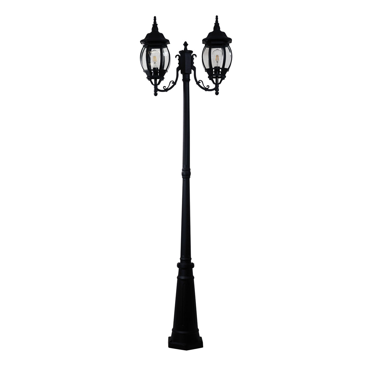 Tradtional Outdoor Post Light - Highgate Twin Black