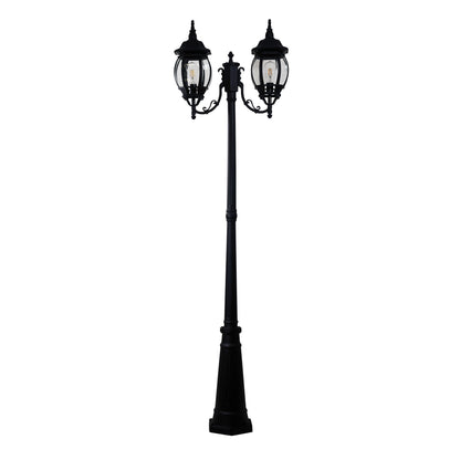 Tradtional Outdoor Post Light - Highgate Twin Black