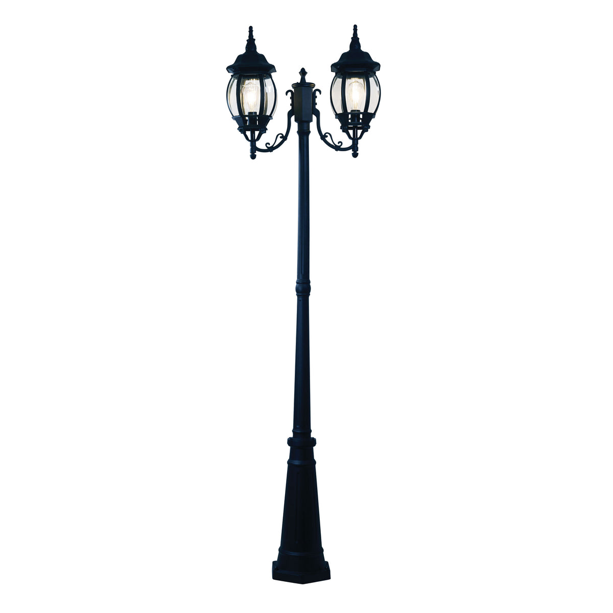Tradtional Outdoor Post Light - Highgate Twin Black