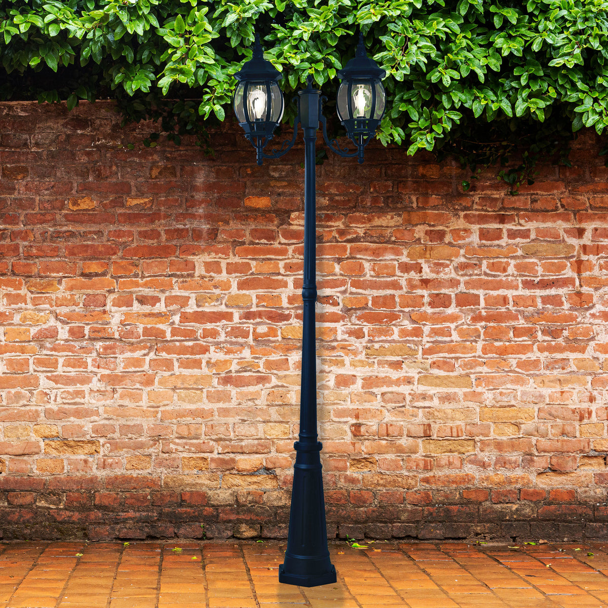 Tradtional Outdoor Post Light - Highgate Twin Black