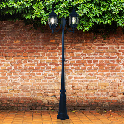 Tradtional Outdoor Post Light - Highgate Twin Black