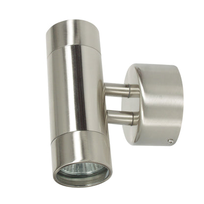 240V Outdoor Up-Down Wall Light Brushed Chrome - Comma 2 Light Brushed Chrome