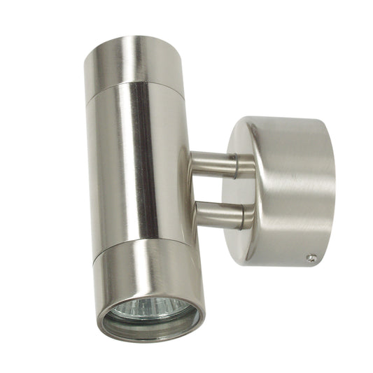 240V Outdoor Up-Down Wall Light Brushed Chrome - Comma 2 Light Brushed Chrome
