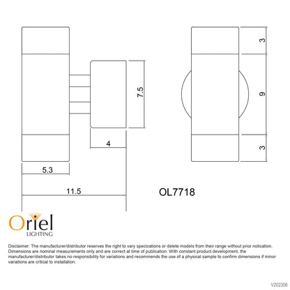 240V Outdoor Up-Down Wall Light Brushed Chrome - Comma 2 Light Brushed Chrome