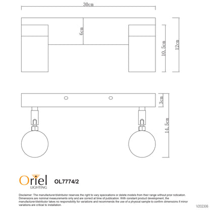 LED Ready Spotlight 30cm Long - Zeta Double Stainless Steel