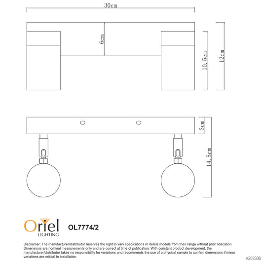 LED Ready Spotlight 30cm Long - Zeta Double Stainless Steel
