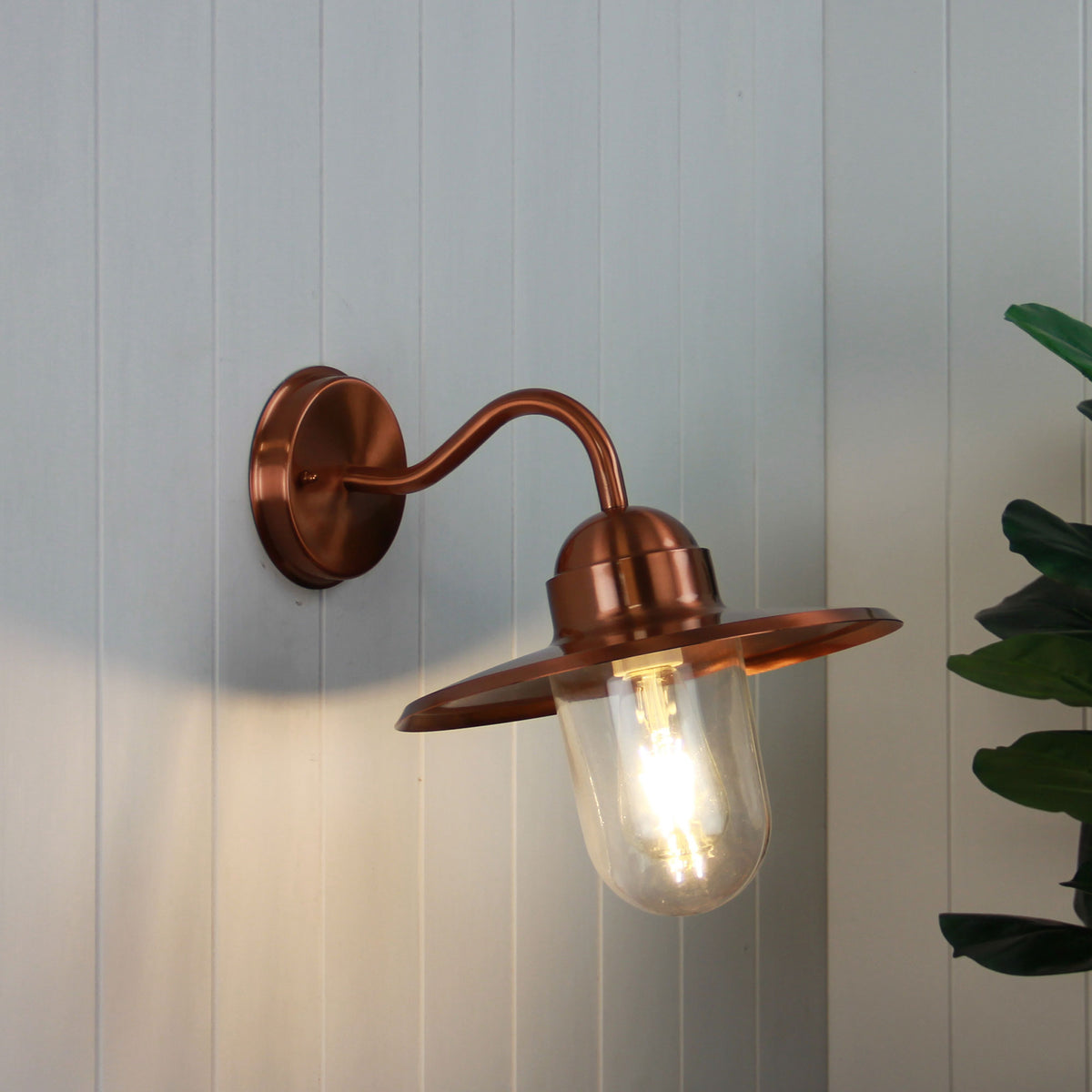 Retro Angled Outdoor Wall Light - Alley Copper