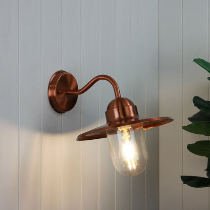 Retro Angled Outdoor Wall Light - Alley Copper