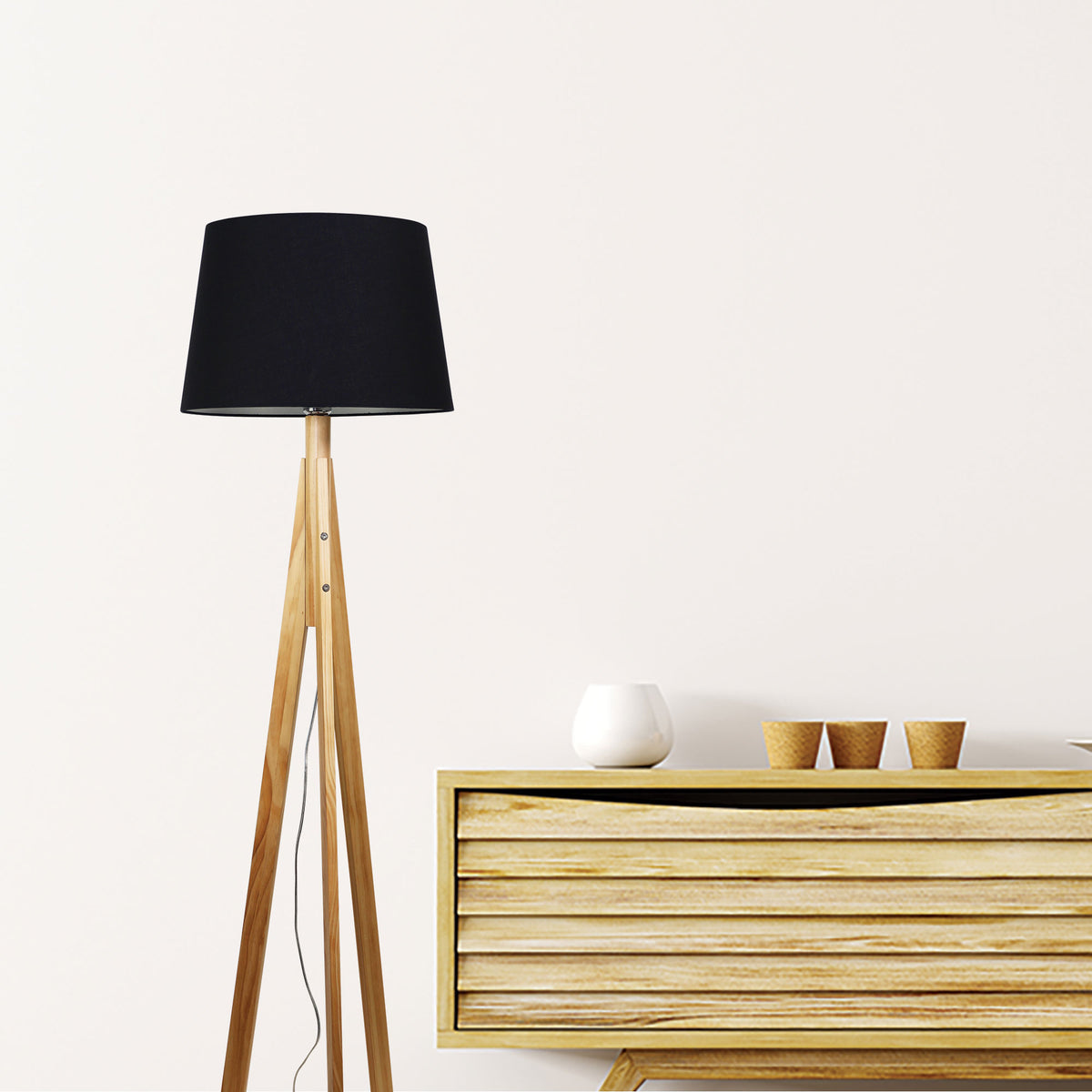 Complete Base, Shade, Bulb - Stabb with Black Tapered