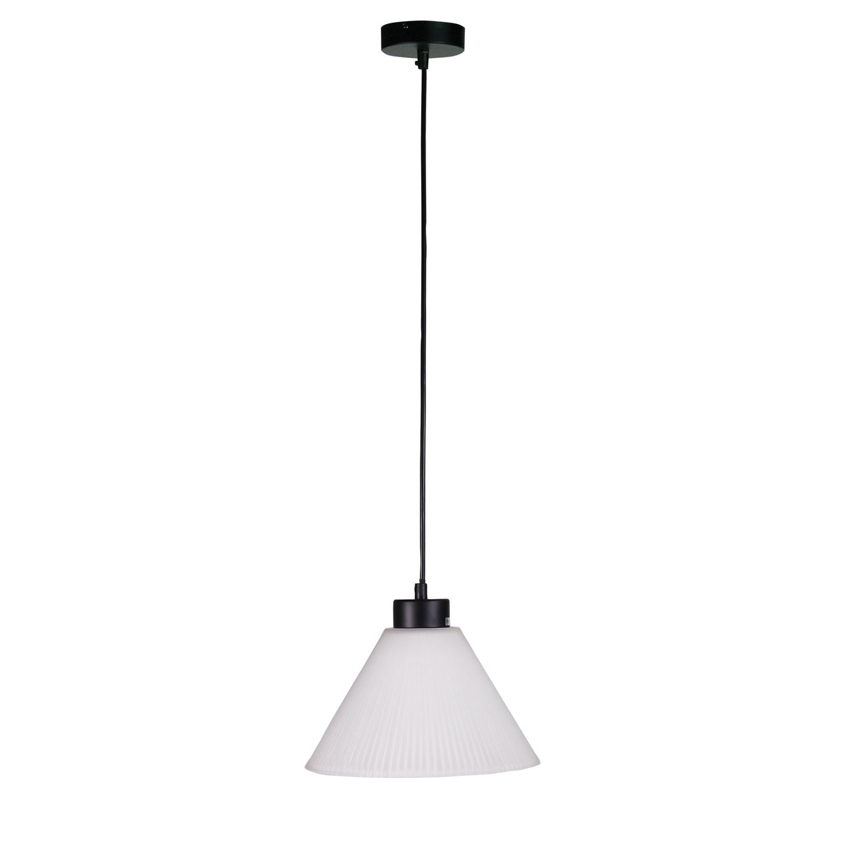 25cm Pleated Glass Single Pendant - Pleat Frost