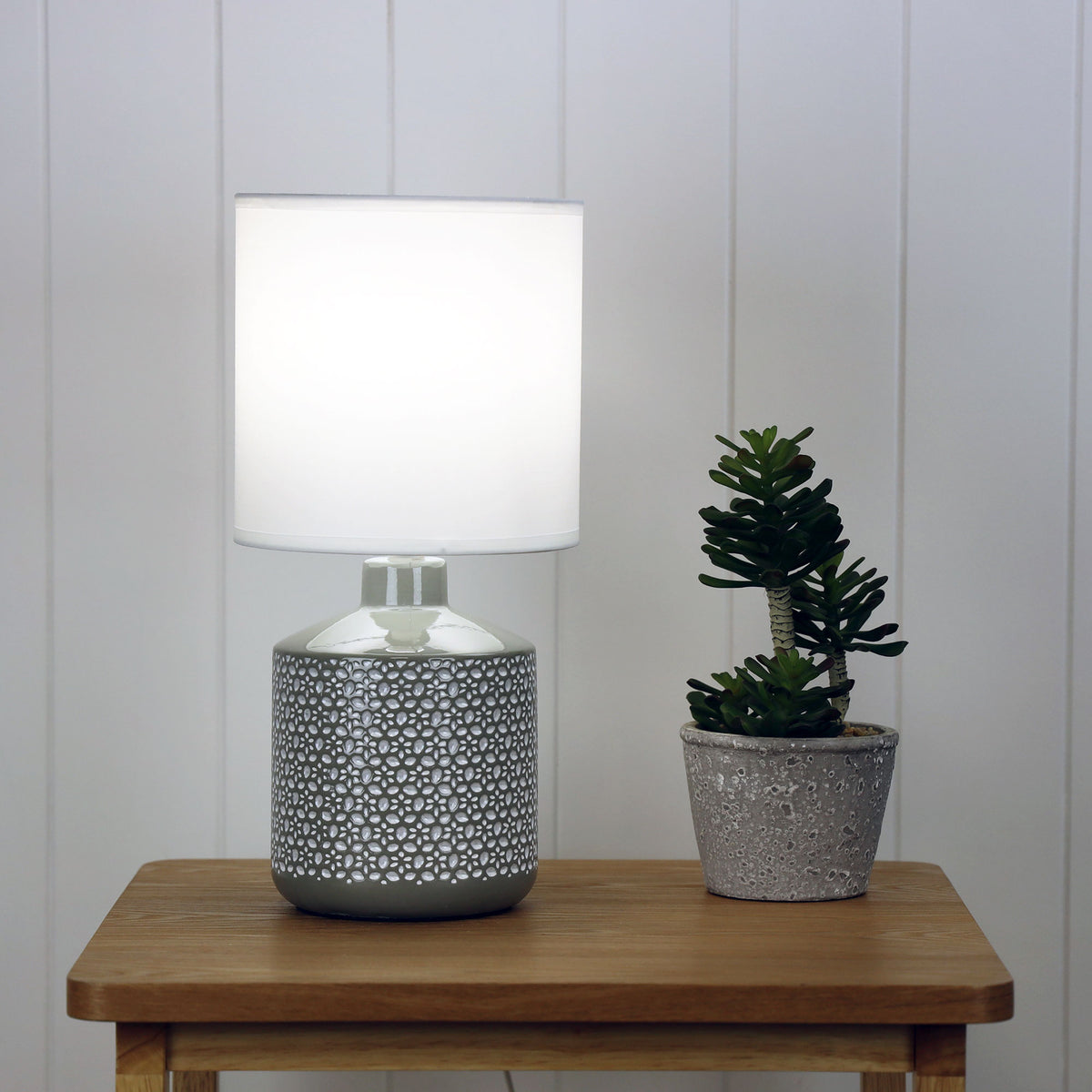 Grey Ceramic Table Lamp - Celia Grey