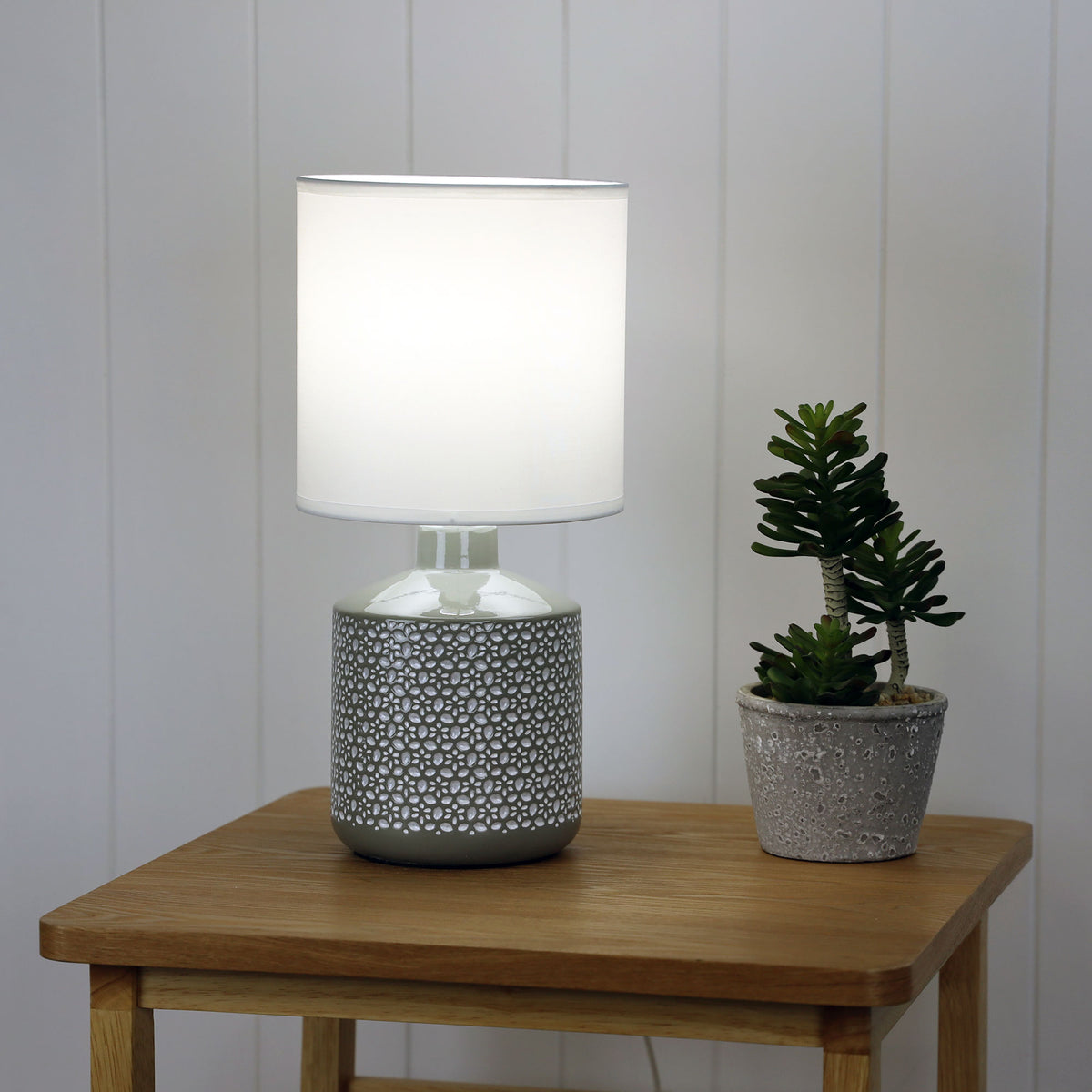 Grey Ceramic Table Lamp - Celia Grey
