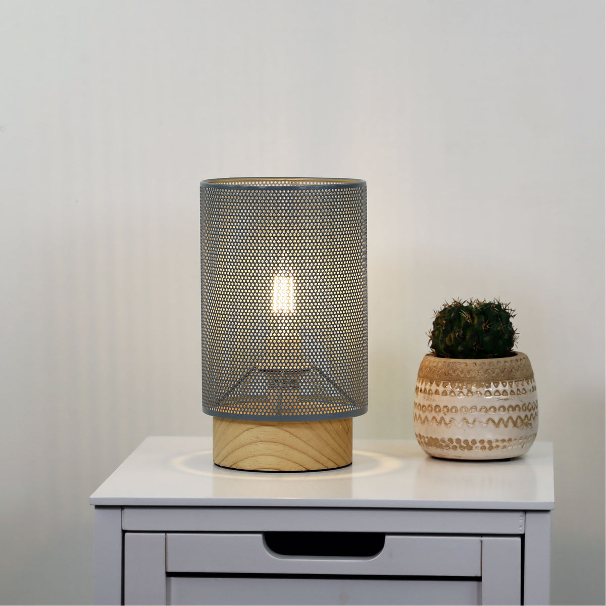 Mesh Bedside Lamp in Grey - Lenny Grey