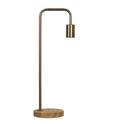 Scandi Table Lamp Brushed Brass with Timber - Lane Brass