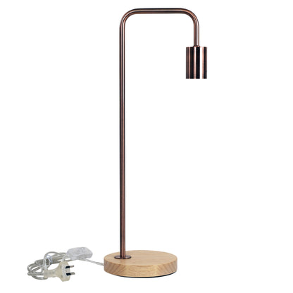 Scandi Table Lamp Copper with Timber - Lane Copper