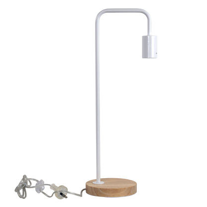 Scandi Table Lamp White with Timber - Lane White